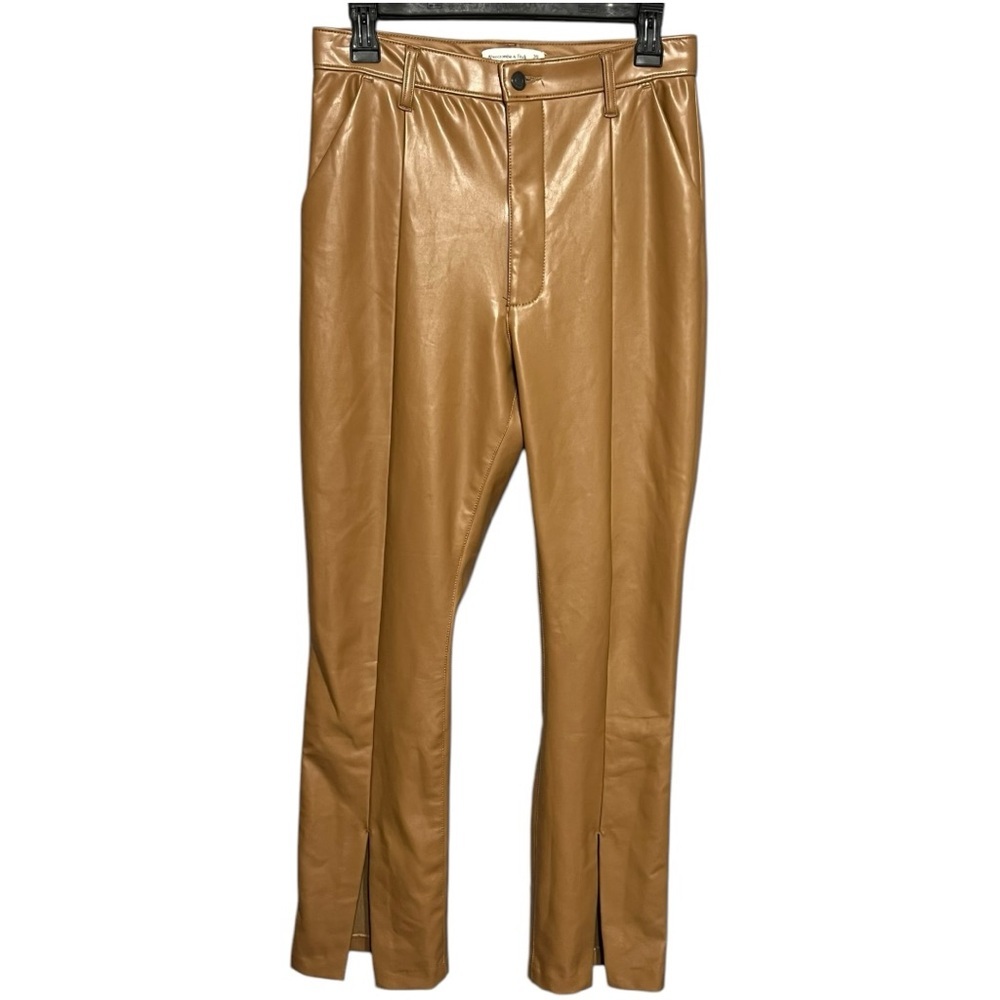 Abercrombie & Fitch Skinny Ultra High-Rise Vegan Leather Pants Tan Size 10/30